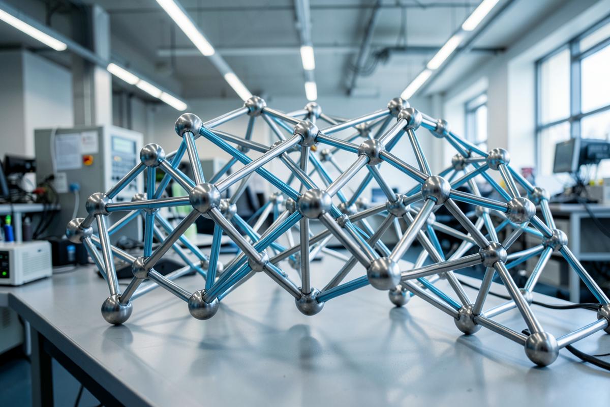 Metallic model representing a decentralized blockchain network